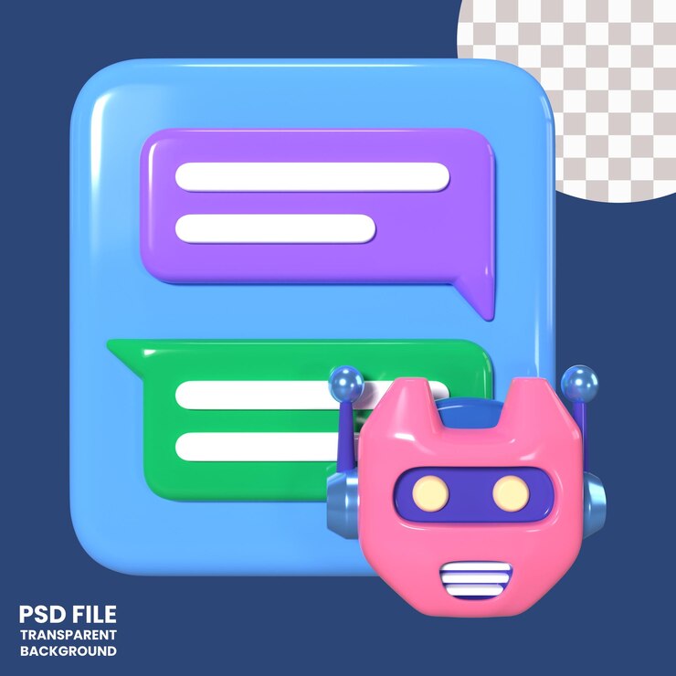 PSD icône d'illustration 3d du chatbot ai