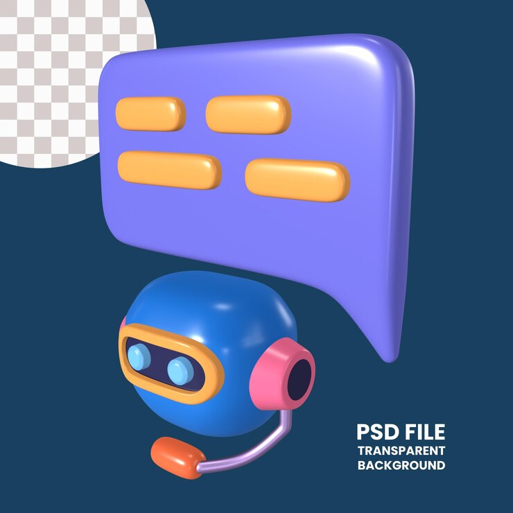 PSD icône d'illustration 3d du chatbot ai
