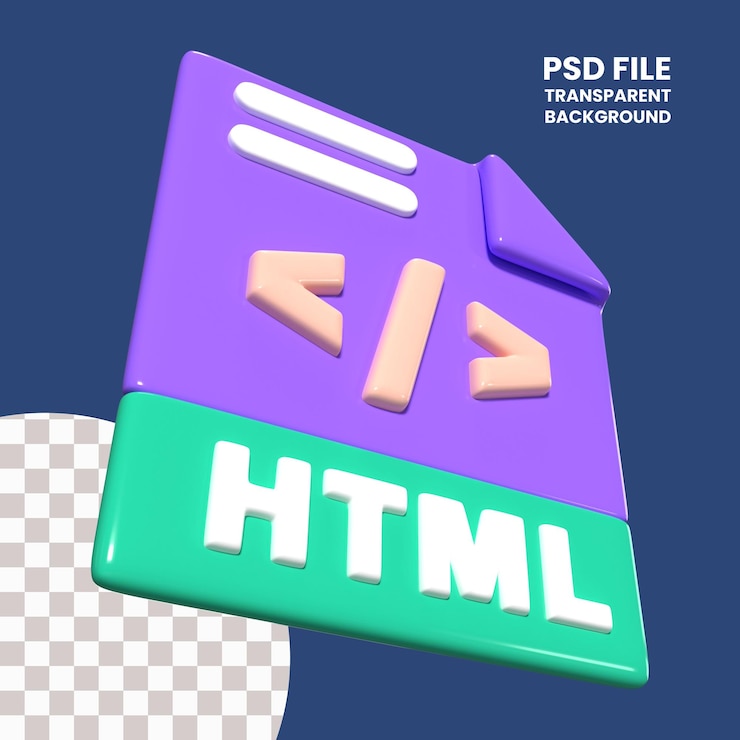 PSD icône d'illustration 3d du fichier html