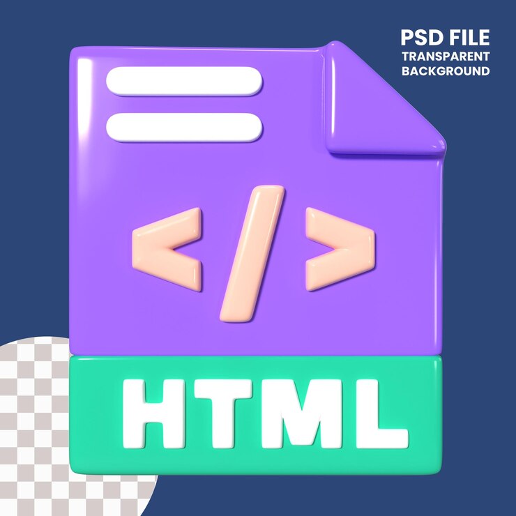 PSD icône d'illustration 3d du fichier html