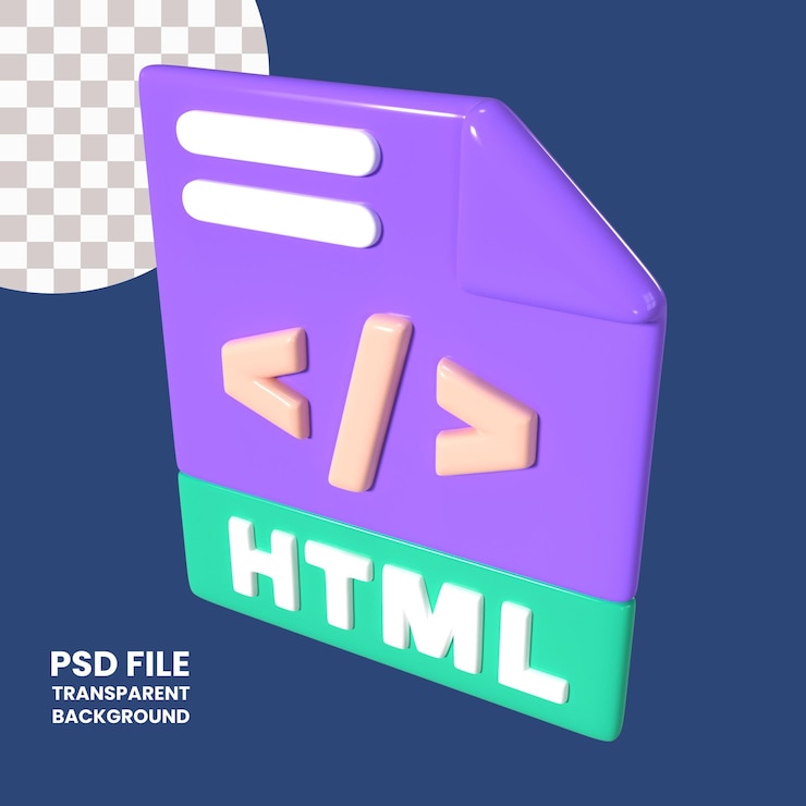 PSD icône d'illustration 3d du fichier html