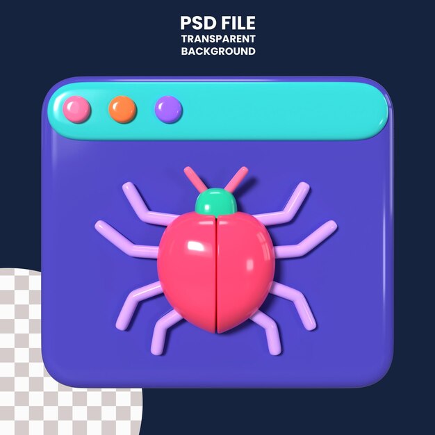 PSD icône d'illustration 3d du logiciel malveillant