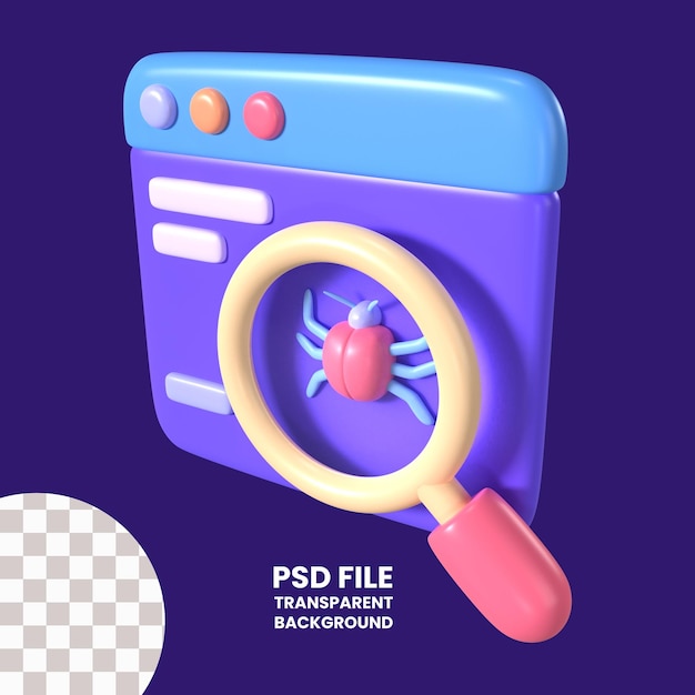 PSD icône d'illustration 3d du logiciel malveillant