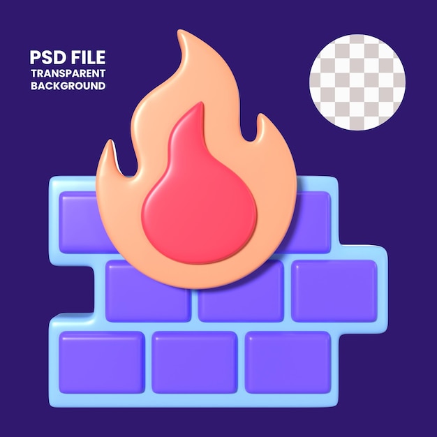 PSD icône d'illustration 3d du pare-feu