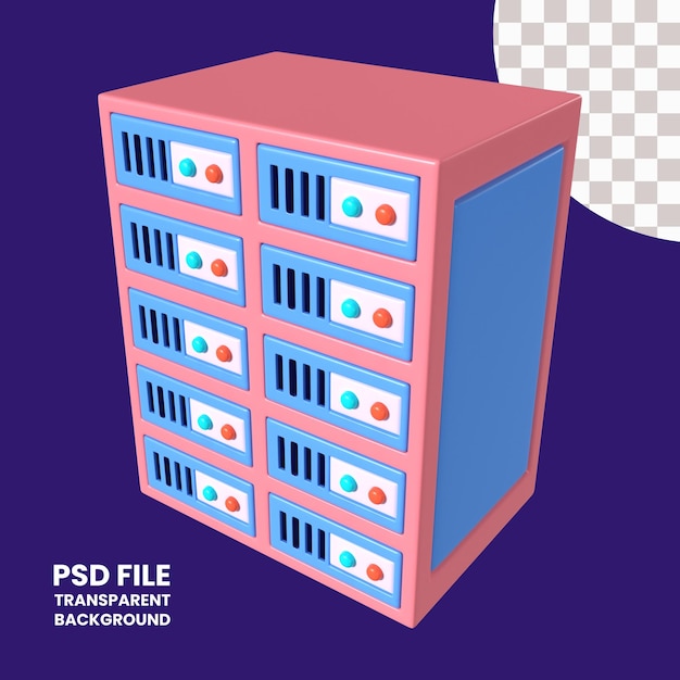 PSD icône d'illustration 3d du serveur