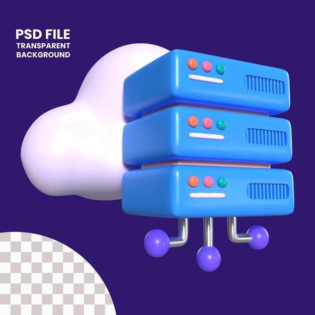 PSD icône d'illustration 3d du stockage en nuage