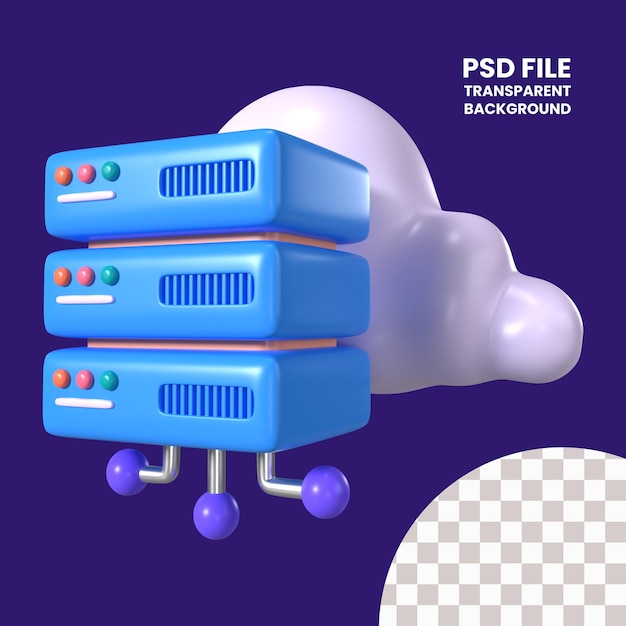 PSD icône d'illustration 3d du stockage en nuage