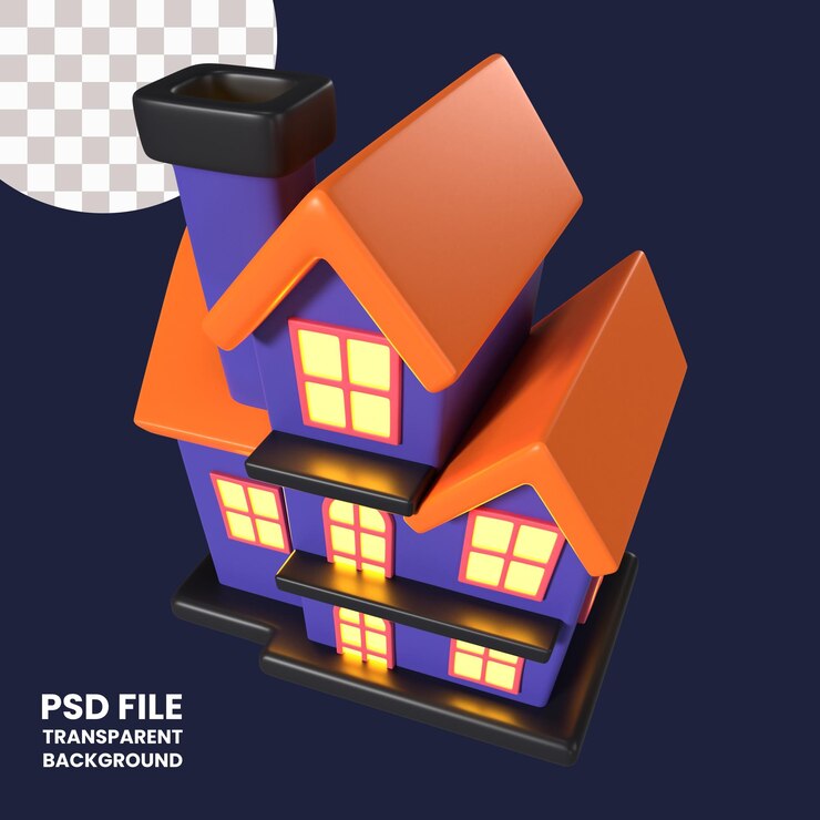 PSD icône d'illustration 3d de la maison d'halloween