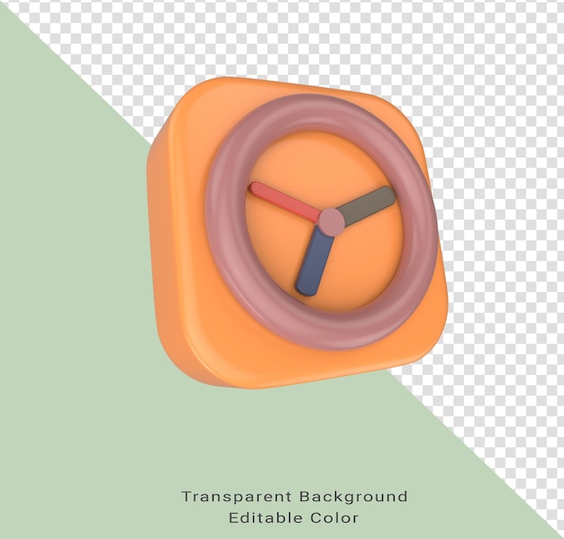 Icône d'illustration 3d minimale Icône d'horloge ronde Style de dessin animé et date limite.
