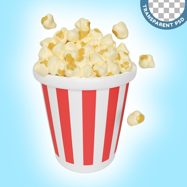 Icône d'illustration 3D de pop-corn