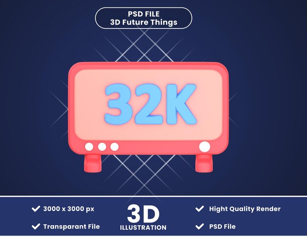 Icône Illustration 3d Résolution 32 K