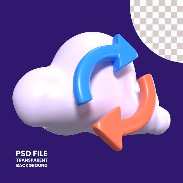 Icône D'illustration 3d De La Synchronisation Du Nuage