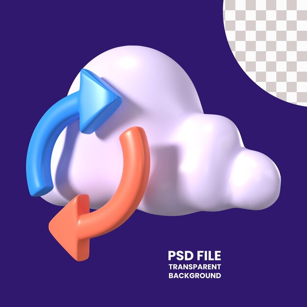 Icône D'illustration 3d De La Synchronisation Du Nuage