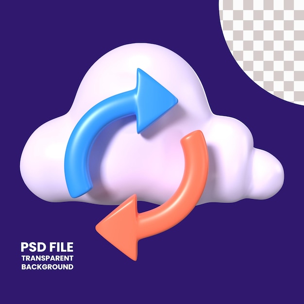 Icône D'illustration 3d De La Synchronisation Du Nuage