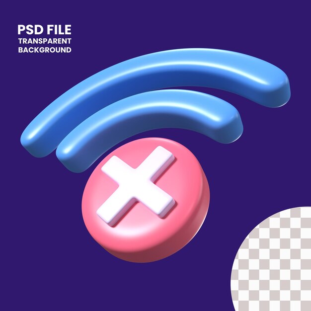 PSD icône d'illustration 3d wifi déconnectée