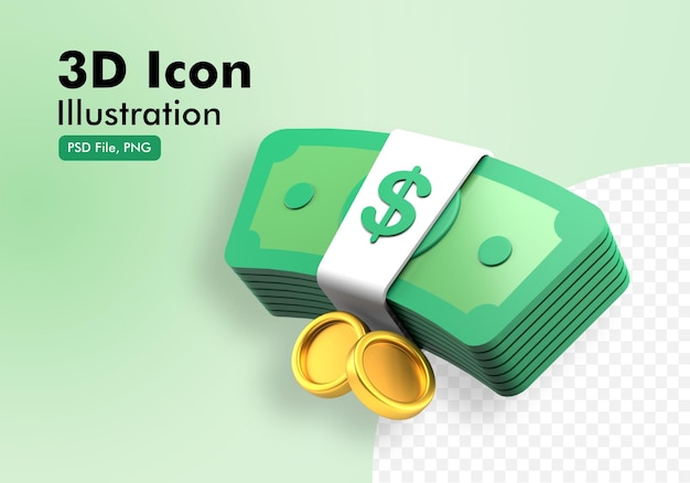 icône d'illustration d'argent 3d