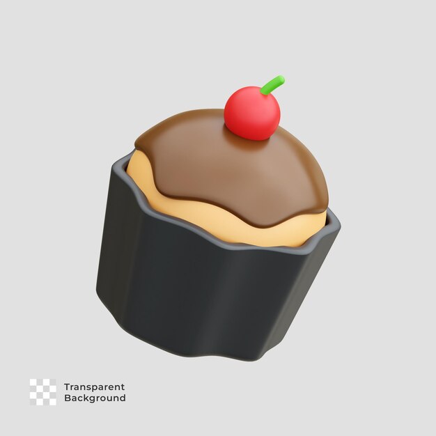 Icône D'illustration De Rendu 3d Cupcake