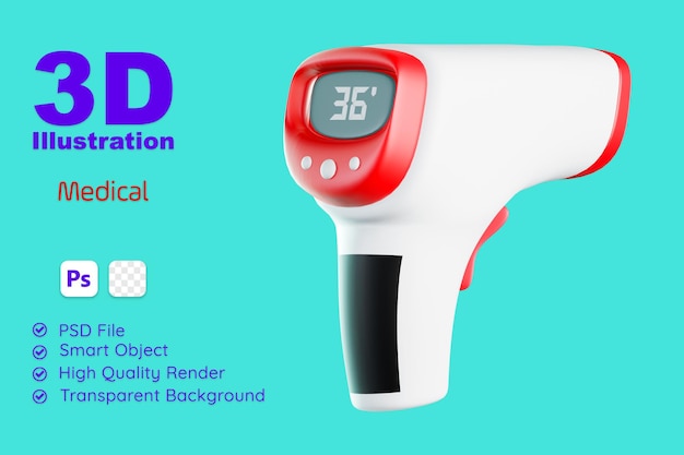 Icône Illustration Rendu 3D Icônes Santé Médicale Santé ThermoGun