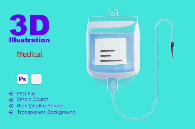 PSD icône illustration rendu 3d soins médicaux icônes saines santé infusion