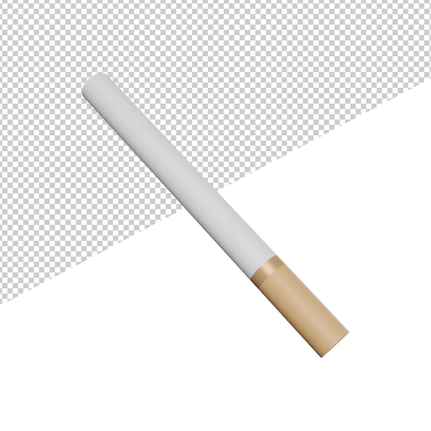 Icône d'illustration de rendu 3d de vue de côté de tabagisme de cigarette avec le fond transparent