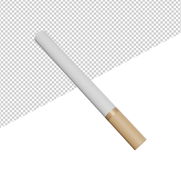 PSD icône d'illustration de rendu 3d de vue de côté de tabagisme de cigarette avec le fond transparent