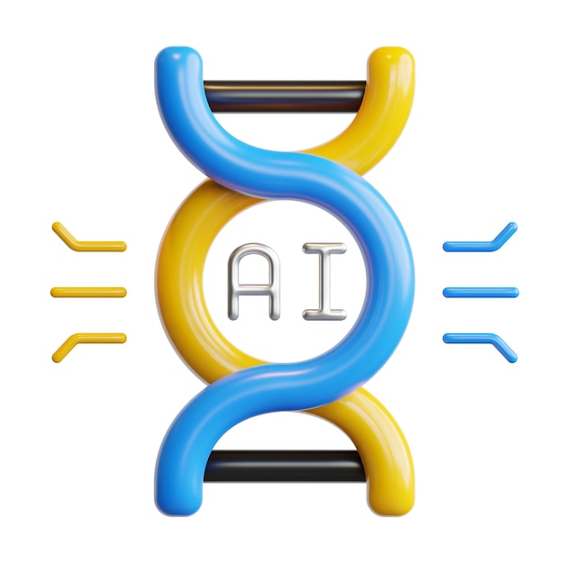 PSD icône d'illustration de rendu de haute qualité de concept d'intelligence artificielle d'adn 3d
