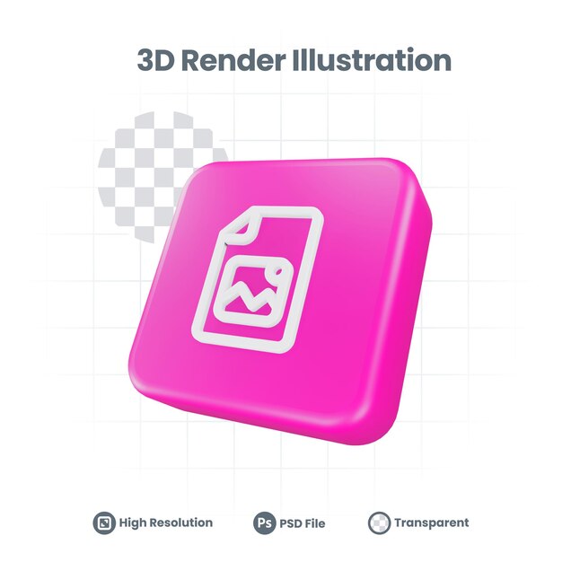 PSD icône d'image d'image de document réaliste 3d pour la promotion des médias sociaux de l'application mobile web