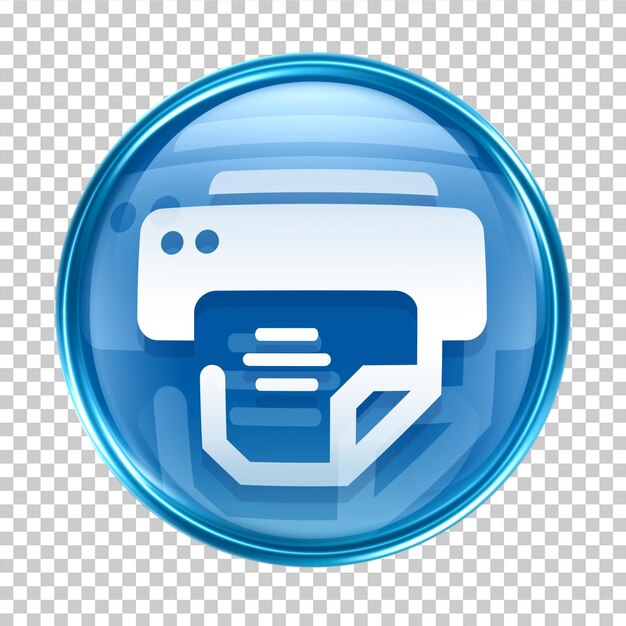 PSD icône d'imprimante bleue isolée sur fond blanc