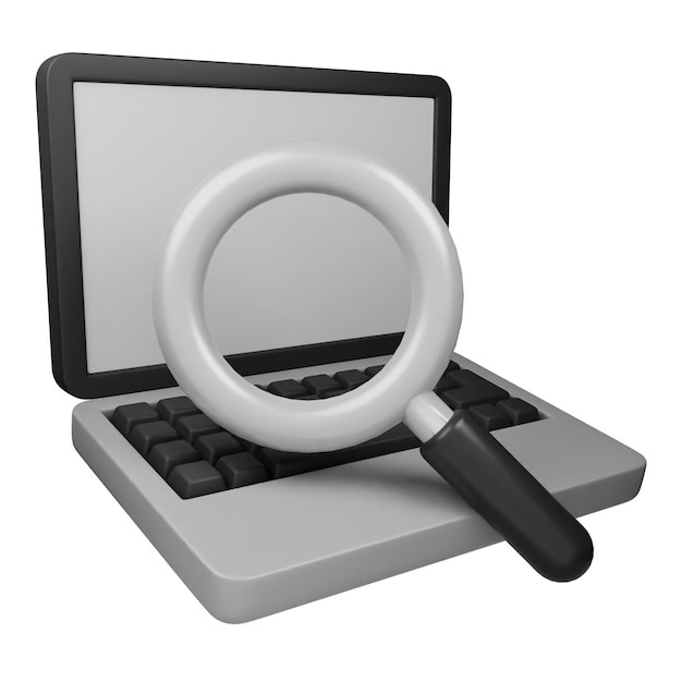 Icône d'information de recherche 3D isolée sur le fond transparent