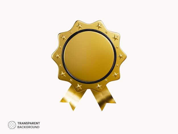 Icône d'insigne de ruban de meilleure récompense de couleur or illustration de rendu 3d
