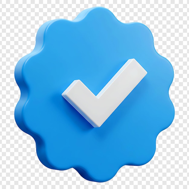 Icône de l'insigne vérifié en 3D en bleu vif