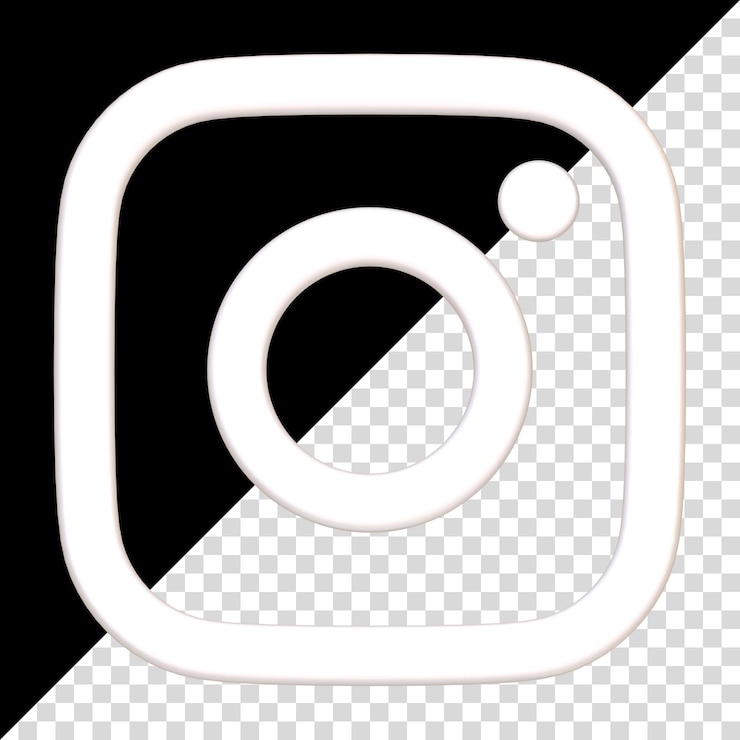 PSD icône instagram isolée sur fond noir icône de l'appareil photo cadre photo logo du bouton de l'application des médias sociaux