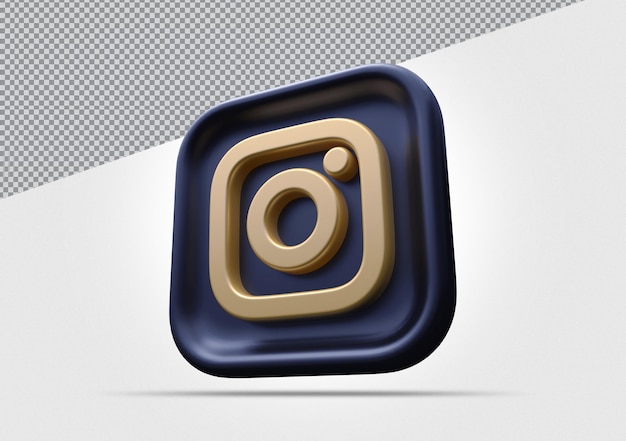 Icône Instagram médias sociaux rendu 3d doré