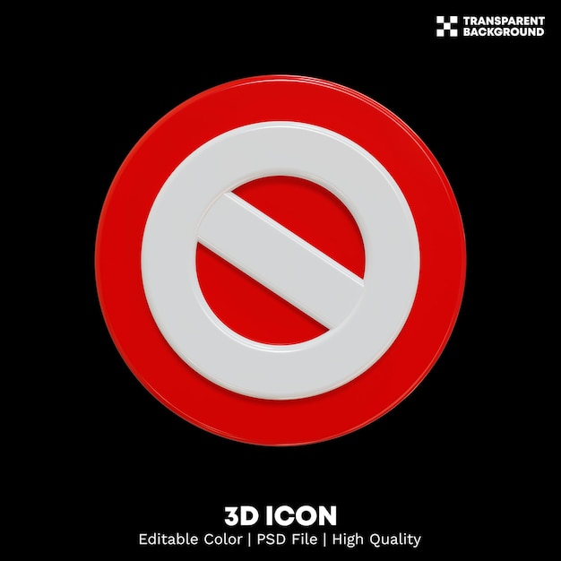 PSD icône interdite de rendu 3d couleur modifiable