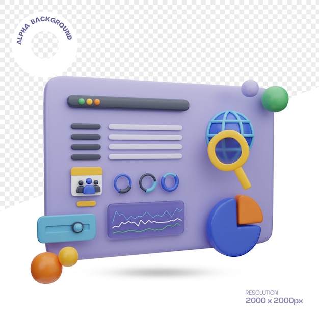 Icône d'interface de recherche 3D