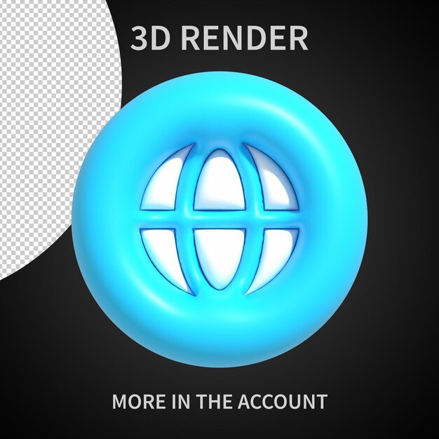 PSD icône internet 3d sur fond transparent