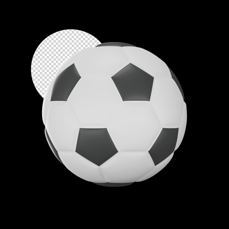 PSD ícone isolado da bola de futebol 3d no fundo preto
