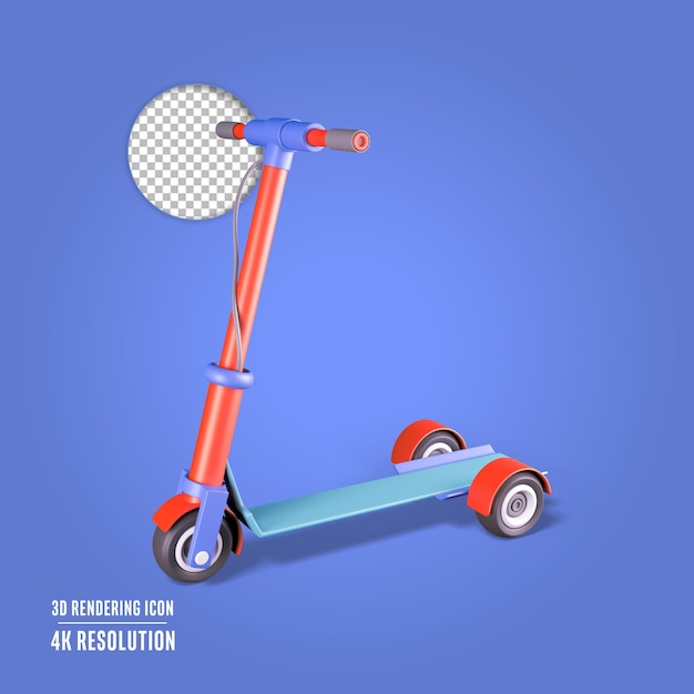 PSD Ícone isolado de scooter de pedal de ilustração de renderização 3d