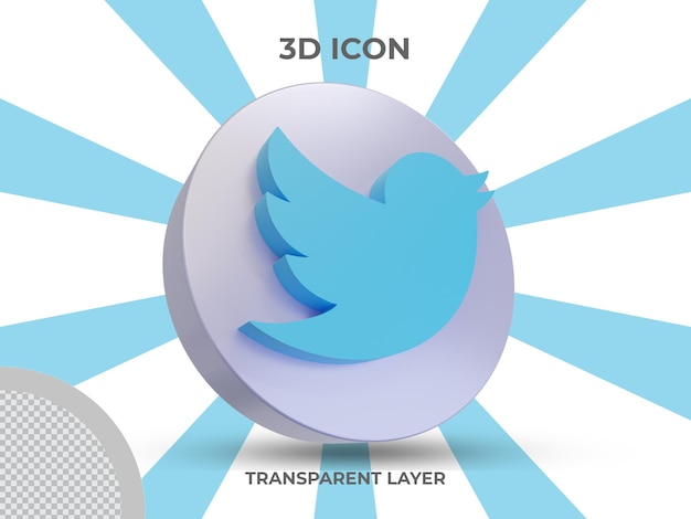 Ícone isolado do twitter renderizado em 3d de alta qualidade