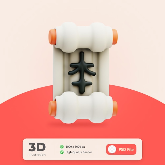 Icône Japonaise Kanji Illustration 3d