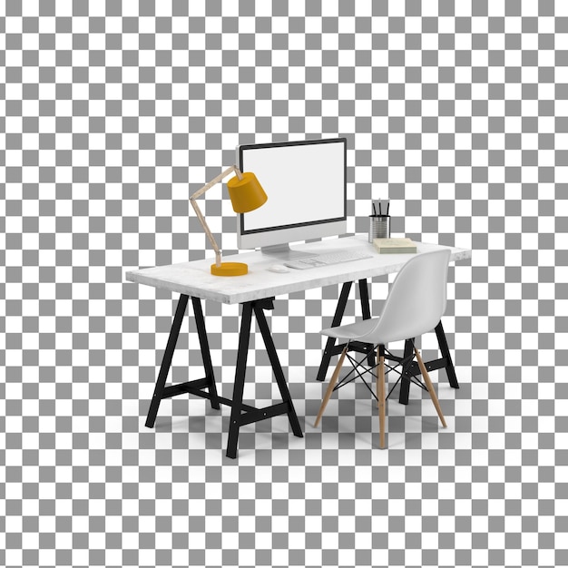 Icône de jeu de chaises de bureau PSD 3D sur fond isolé et transparent