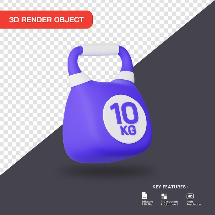 PSD icône de kettlebell de rendu 3d