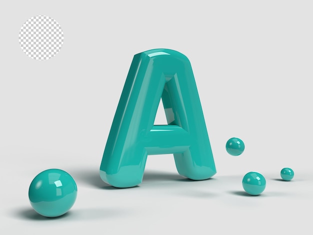 Icône De Lettre Alphabet Rendu 3d Avec Fond Transparent