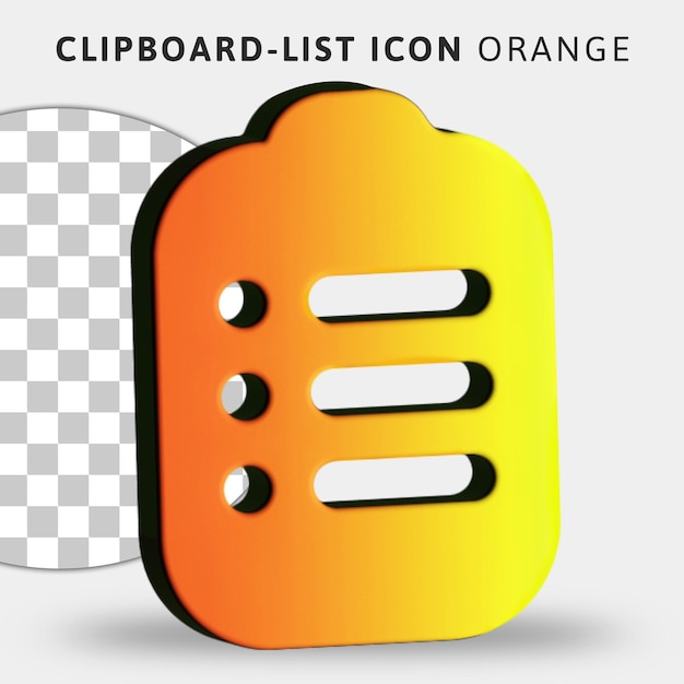 Icône De Liste Orange 3d Sur Fond Transparent