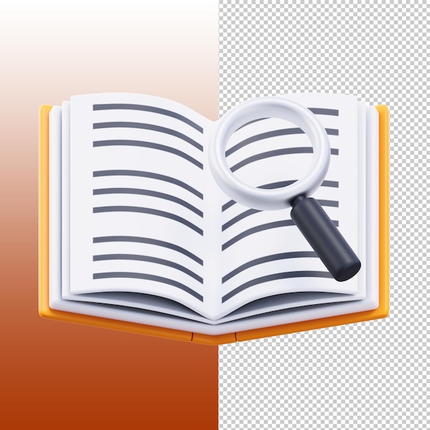 Icône de livre 3D de recherche