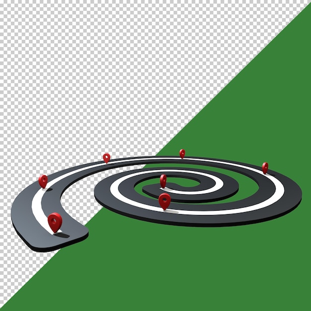 Icône de localisation 3d sur la route de forme ronde,