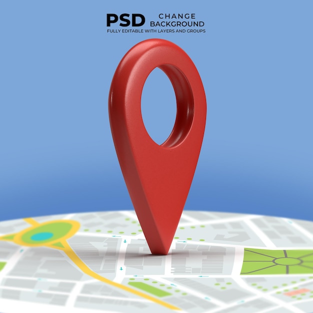 Icône de localisation PSD 3D Carte GPS
