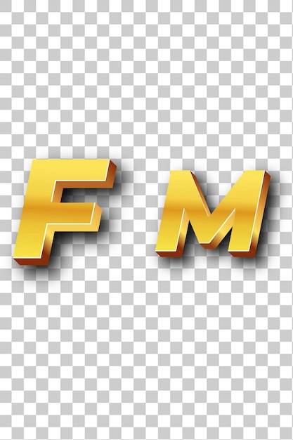 PSD icône de logo fm en or sur fond blanc isolé transparent