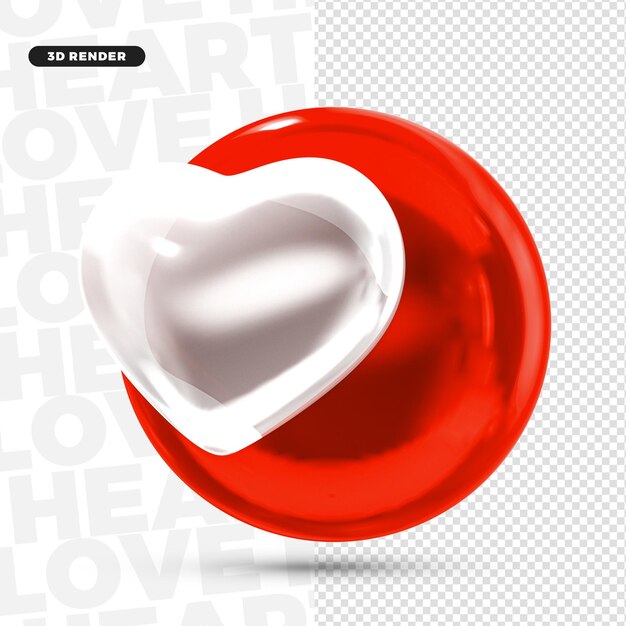 Icône de logo de réaction de coeur blanc 3D pour la composition PSD Premium