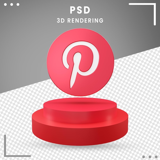 PSD icône de logo de rotation 3d rouge pinterest isolé